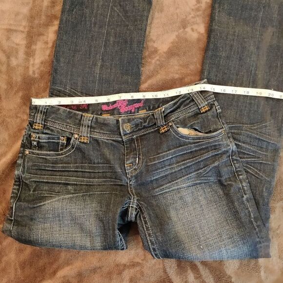 ROCK & roll cowgirl black jeweled cross jeans size 28 euc - Picture 4 of 6